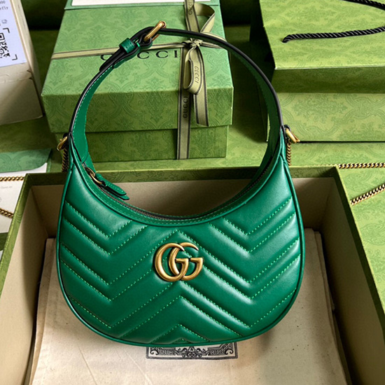 Gucci Mini Borsa Gg Marmont A Forma Di Mezzaluna Verde 699514