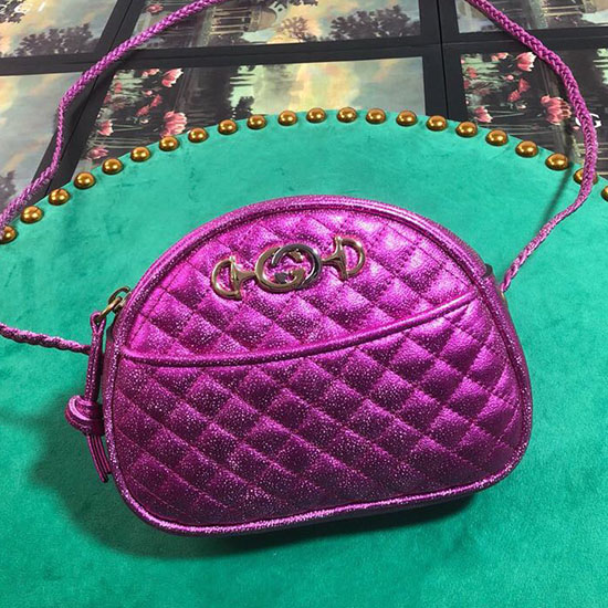 Gucci Mini Borsa In Pelle Laminata Viola 534951