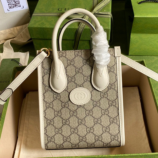 Gucci Mini Borsa Tote Con G Intrecciata Bianca 671623