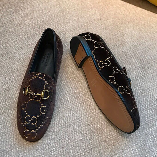 Gucci Mocassino In Velluto Jordaan Gg Marrone 431467