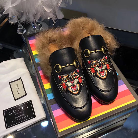 Gucci Pantofola In Pelle Princetown Nera Gs03