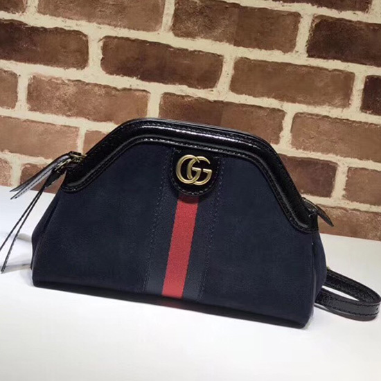 Gucci Re(belle) Borsa A Tracolla Piccola In Pelle Scamosciata Blu 524620