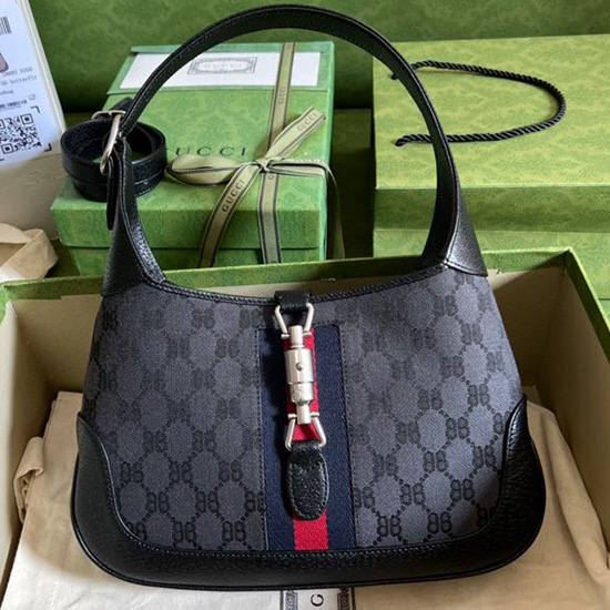 Gucci X Balenciaga Jackie 1961 Borsa Hobo Piccola Nera 680118