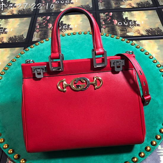 Gucci Zumi Borsa Piccola In Pelle Liscia Con Manico Superiore Rossa 569712