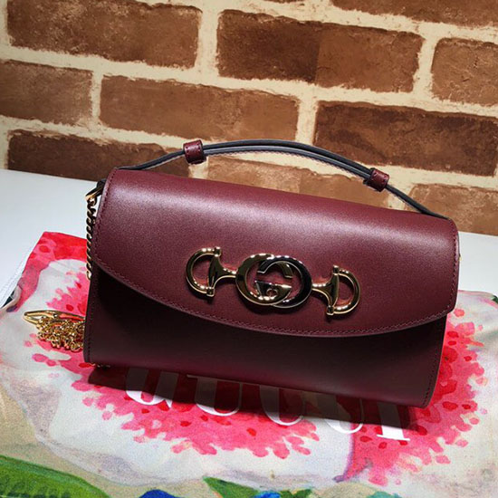 Gucci Zumi Mini Borsa A Tracolla In Pelle Liscia Bordeaux 564718