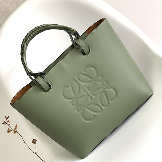 Loewe Borsa Tote Piccola Anagram In Pelle Liscia Verde L62186