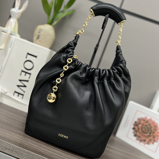 Loewe Piccola Borsa A Pressione In Pelle Di Agnello Nappa Nera 652329