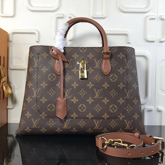 Louis Vuitton Borsa Tote In Tela Monogram Con Fiori Marrone M43550