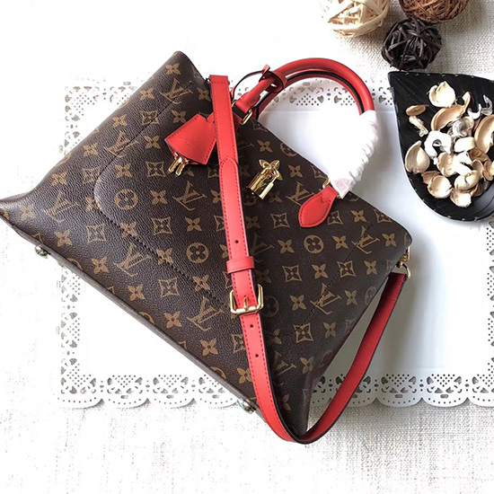 Louis Vuitton Borsa Tote In Tela Monogram Con Fiori Rossa M43550