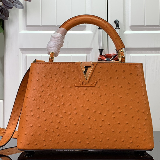 Louis Vuitton Capucines In Struzzo Goffrato Arancione N93419