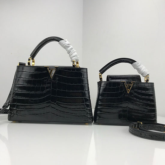 Louis Vuitton Capucines Mini Noir In Pelle Di Vitello N94227