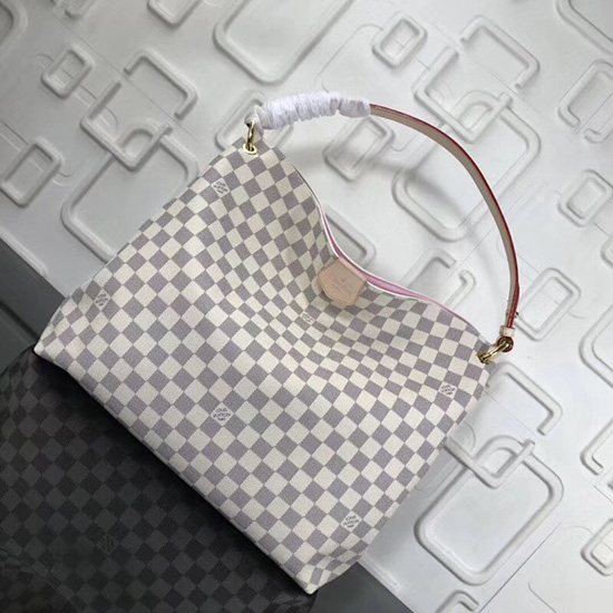 Louis Vuitton Damier Azur Tela Graziosa Ballerina Rosa Mm N42233