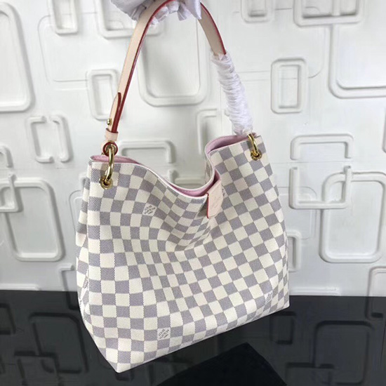 Louis Vuitton Damier Azur Tela Graziosa Pm Rose Ballerine N42249