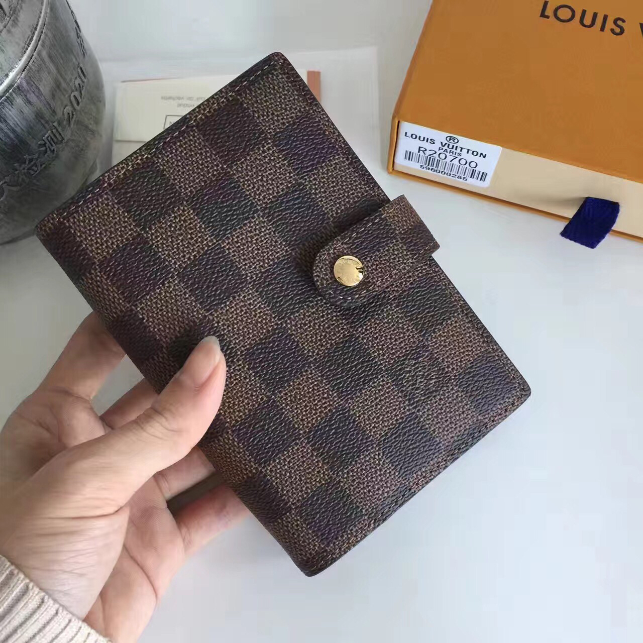 Louis Vuitton Damier Ebene Porta Biglietti Da Visita In Tela M61722