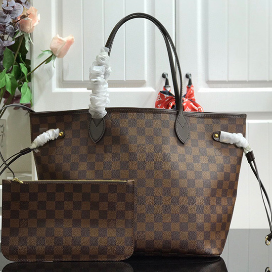 Louis Vuitton Damier Ebene Tela Neverfull Mm Rosso N41603