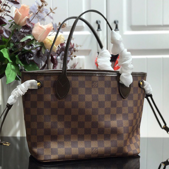 Louis Vuitton Damier Ebene Tela Neverfull Pm Rosa N41000