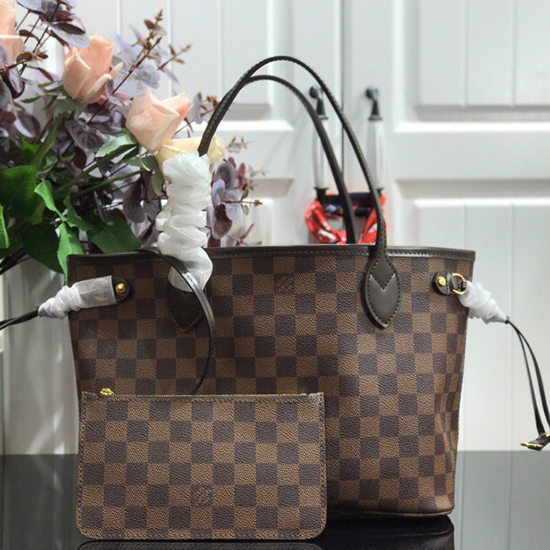 Louis Vuitton Damier Ebene Tela Neverfull Pm Rosso N41000