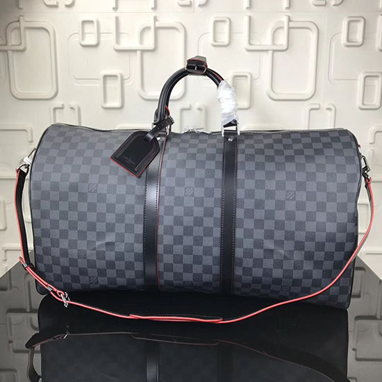 Louis Vuitton Damier Tela Grafite Keepall Bandouliere 55 N10142