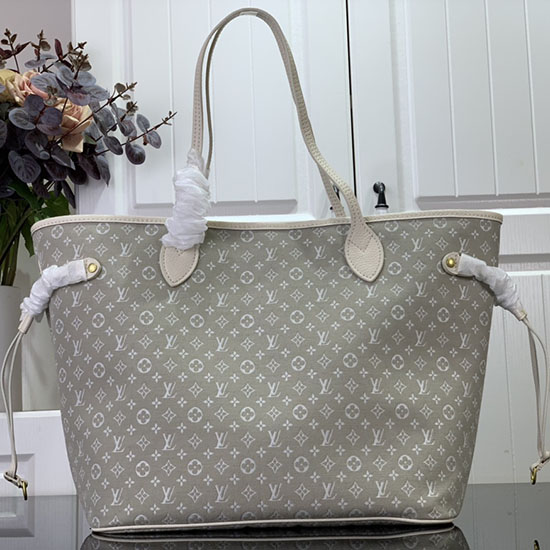 Louis Vuitton Denim Neverfull Mm Bianco M40995