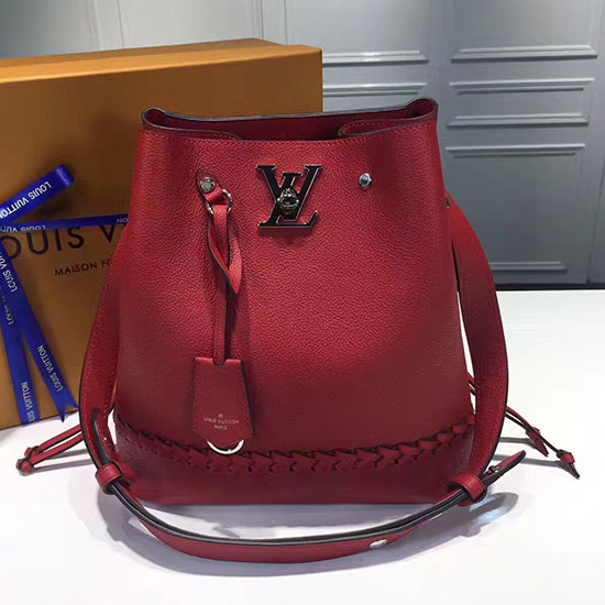 Louis Vuitton Lockme Secchiello In Morbida Pelle Di Vitello Rosso M54681