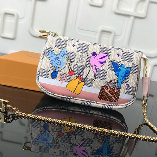 Louis Vuitton Mini Pochette In Tela Damier Azur N64451