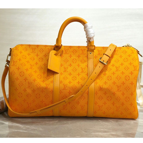 Louis Vuitton Monogram Denim Keepall Bandouliere 50 Giallo M44645