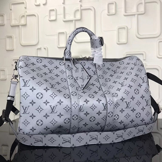 Louis Vuitton Monogram Tela Keepall Bandouliere 45 Argento M43858