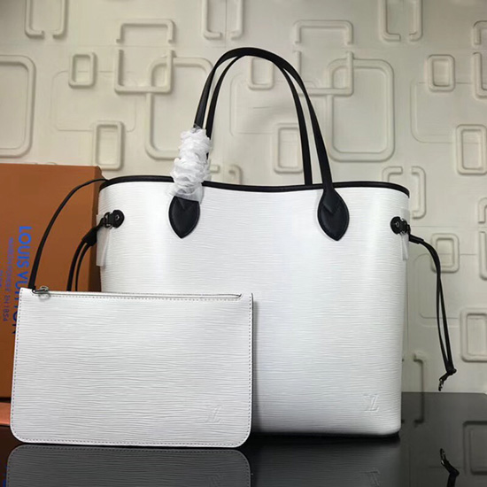 Louis Vuitton Pelle Epi Neverfull Mm Bianco M54185