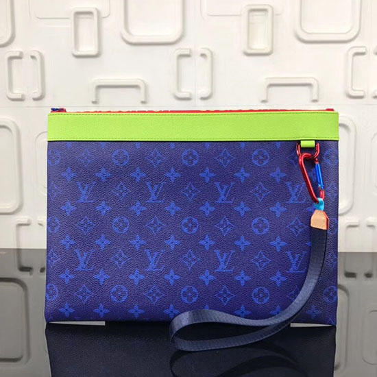 Louis Vuitton Pochette Con Nastro In Tela Monogram Blu Gm M61690