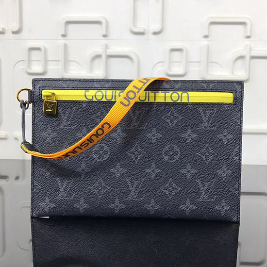 Louis Vuitton Pochette Con Nastro In Tela Monogram Nera Mm M68004