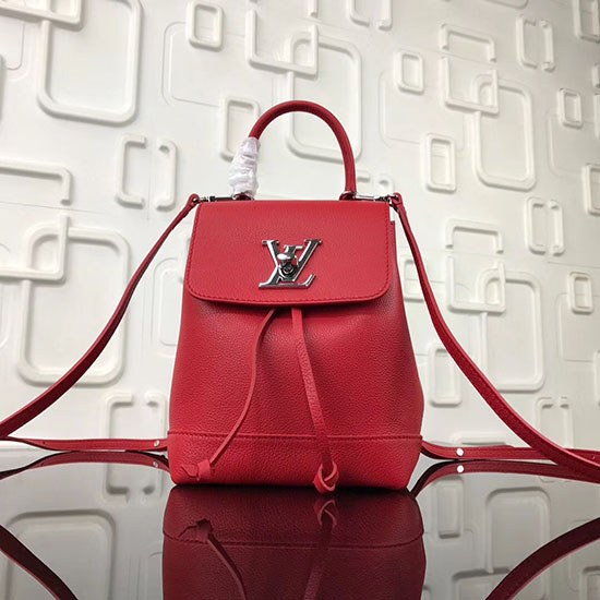 Louis Vuitton Zaino Lockme In Morbida Pelle Di Vitello Mini Rosso M54573