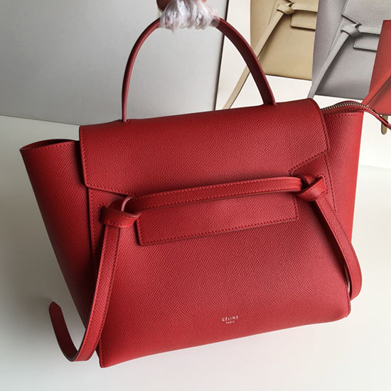 Micro Marsupio Celine In Pelle Di Vitello Granulata Rosso Cb24