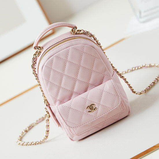 Mini Zaino Chanel In Pelle Di Vitello Martellata Ap3753 Rosa Chiaro