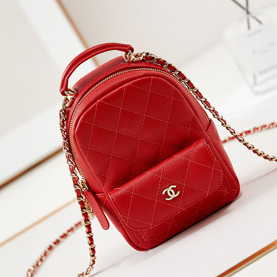 Mini Zaino Chanel In Pelle Di Vitello Martellata Ap3753 Rosso