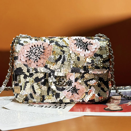 Piccola Borsa Con Patta Chanel Con Paillettes As1116