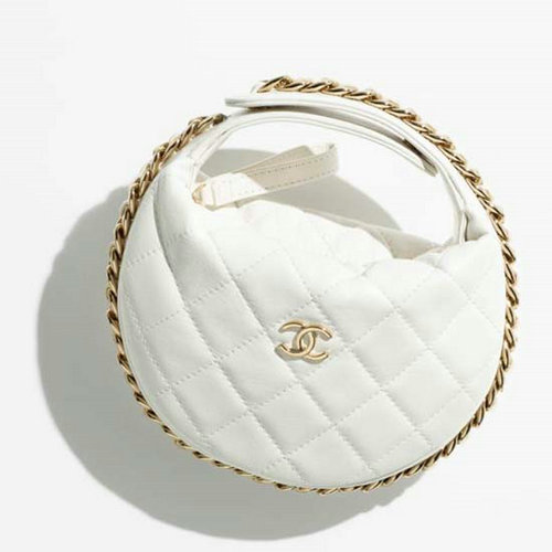 Pochette Chanel In Pelle Di Agnello Bianca Ap3095