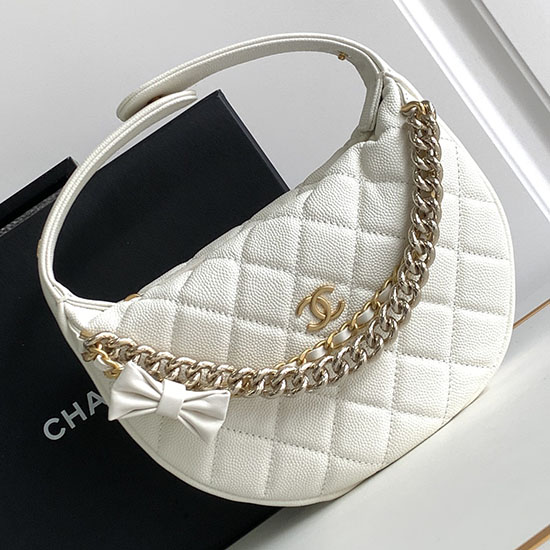 Pochette Chanel In Pelle Di Vitello Granulata Bianca Ap3943