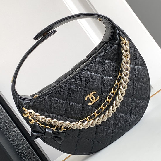 Pochette Chanel In Pelle Di Vitello Granulata Nera Ap3943