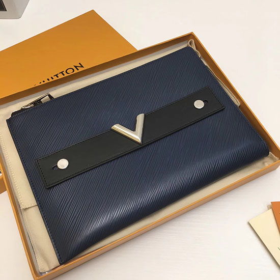 Pochette Louis Vuitton In Pelle Epi Essenziale V Blu M62092