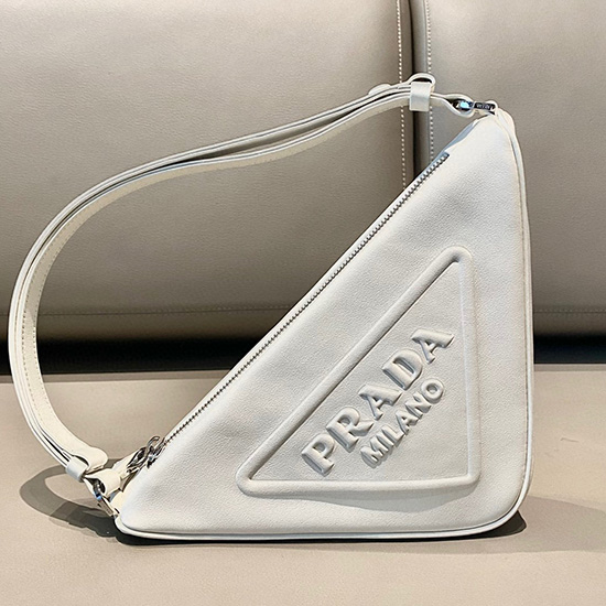 Pochette Prada In Pelle Triangolare Bianca 1nq043