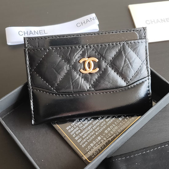 Portacarte Chanel In Pelle Di Vitello Invecchiata Nero Ap2371