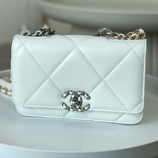 Portafoglio Chanel Con Catena Woc In Pelle Di Agnello Bianco As0957