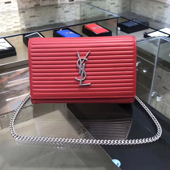 Portafoglio Con Catena Saint Laurent Rosso 482064