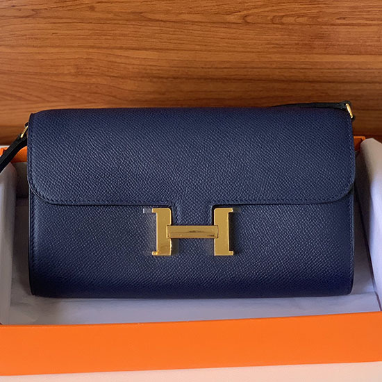 Portafoglio Hermes Constance Long To Go Blu Hcg201