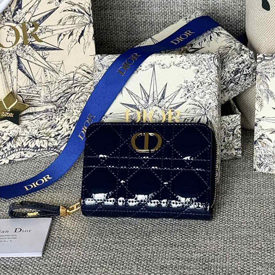 Portafoglio Lady Dior In Vernice Scarlatta Blu S5032