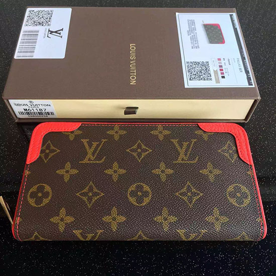 Portafoglio Louis Vuitton Con Cerniera In Tela Monogram Retiro Ciliegia M61854