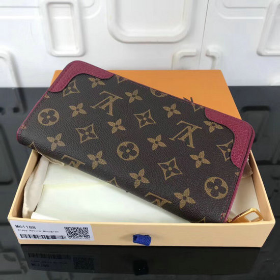 Portafoglio Louis Vuitton Con Cerniera In Tela Monogram Retiro Viola M61187