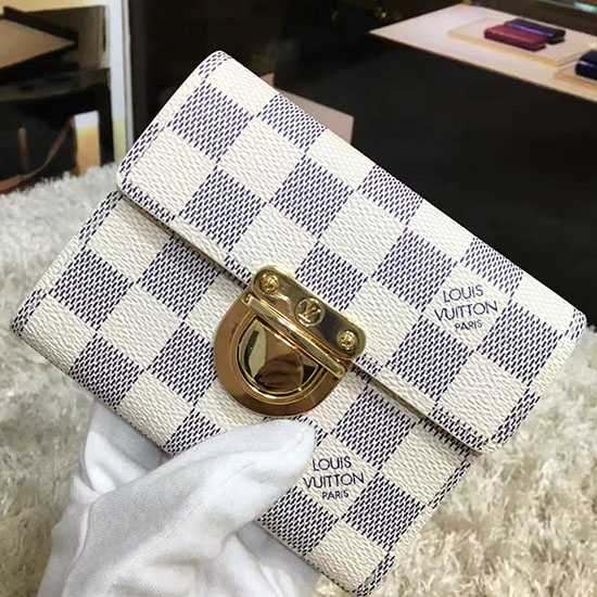 Portafoglio Louis Vuitton Damier Azur Tela Porte Feuille Koala N60013