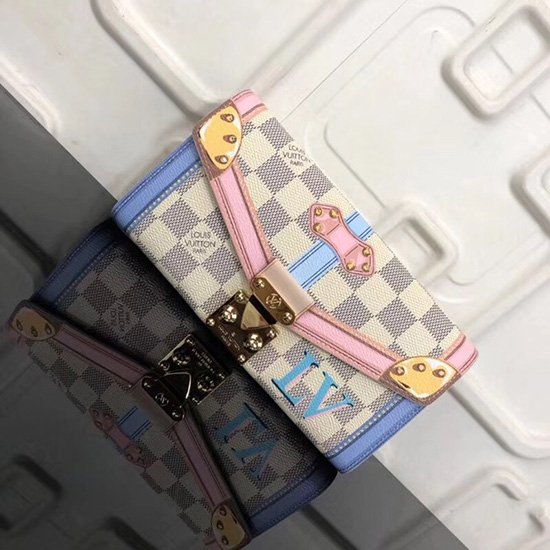 Portafoglio Louis Vuitton Damier Azur Tela Sarah N60119