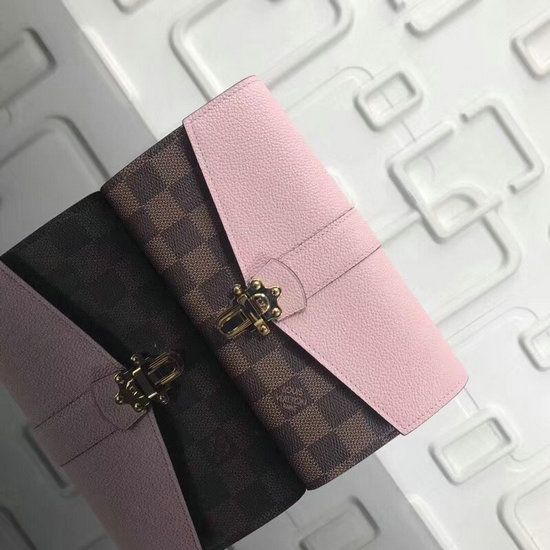 Portafoglio Louis Vuitton Damier Ebene In Tela Clapton Bordeaux N64449